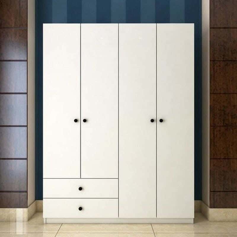 Wardrobe MDF Wood Covered With HPL Layer, 210×160×45 cm - White
