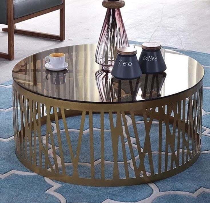 Metal coffee table, round, 75x40x75 cm - gold