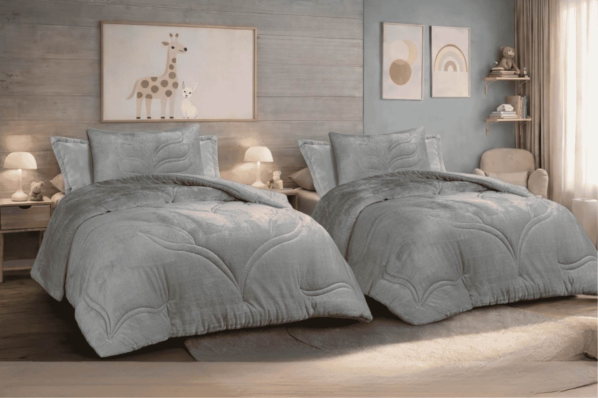 Rimas Baby Quilt, 240x190cm, Velvet - Gray