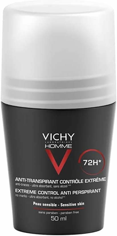 Vichy Homme Extreme Control 72H Antiperspirant Roll-On Deodorant for Sensitive Skin - 50 ml