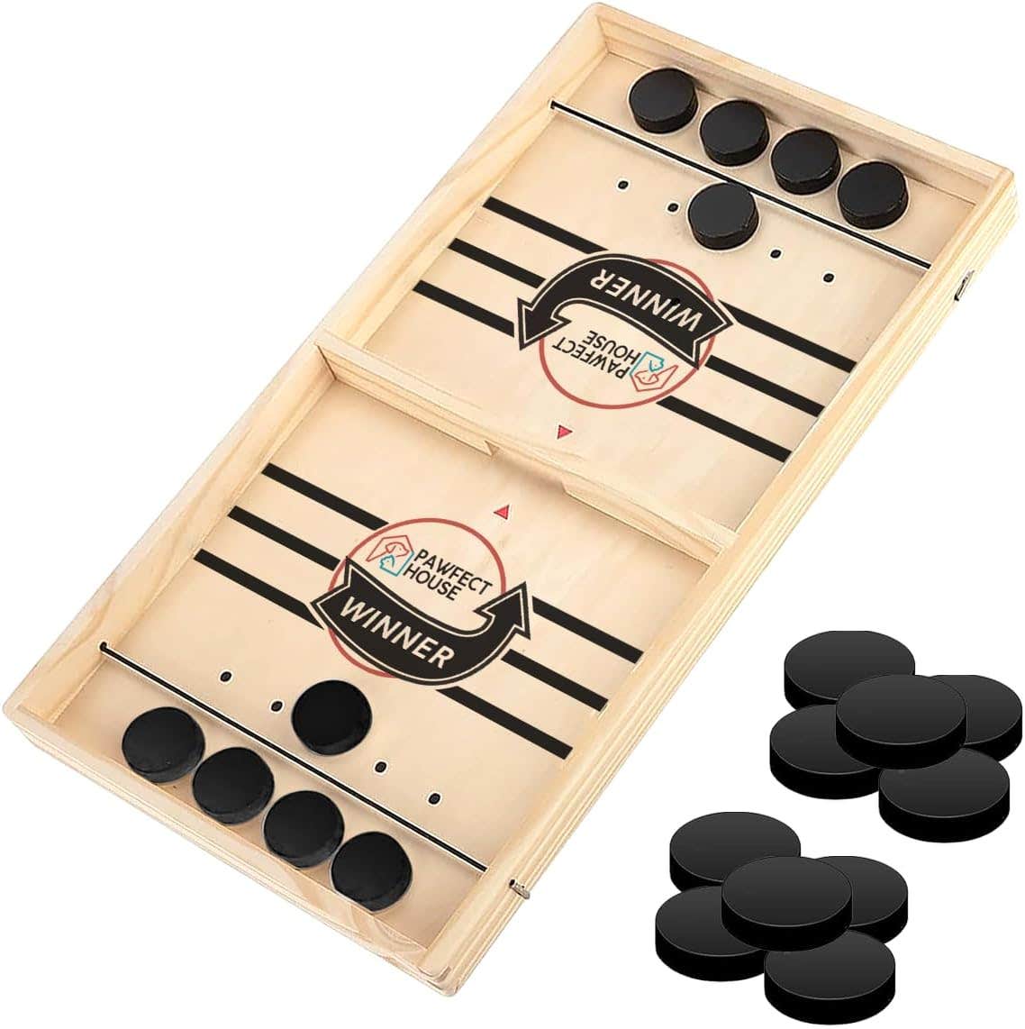 Pawfect House Interactive Design Wood Sling Puck Game - Beige