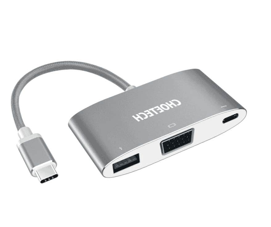 Choitech Multiport Adapter, USB 3.0 Connectivity, Mirror Display Resolution Up To 1080P - Grey