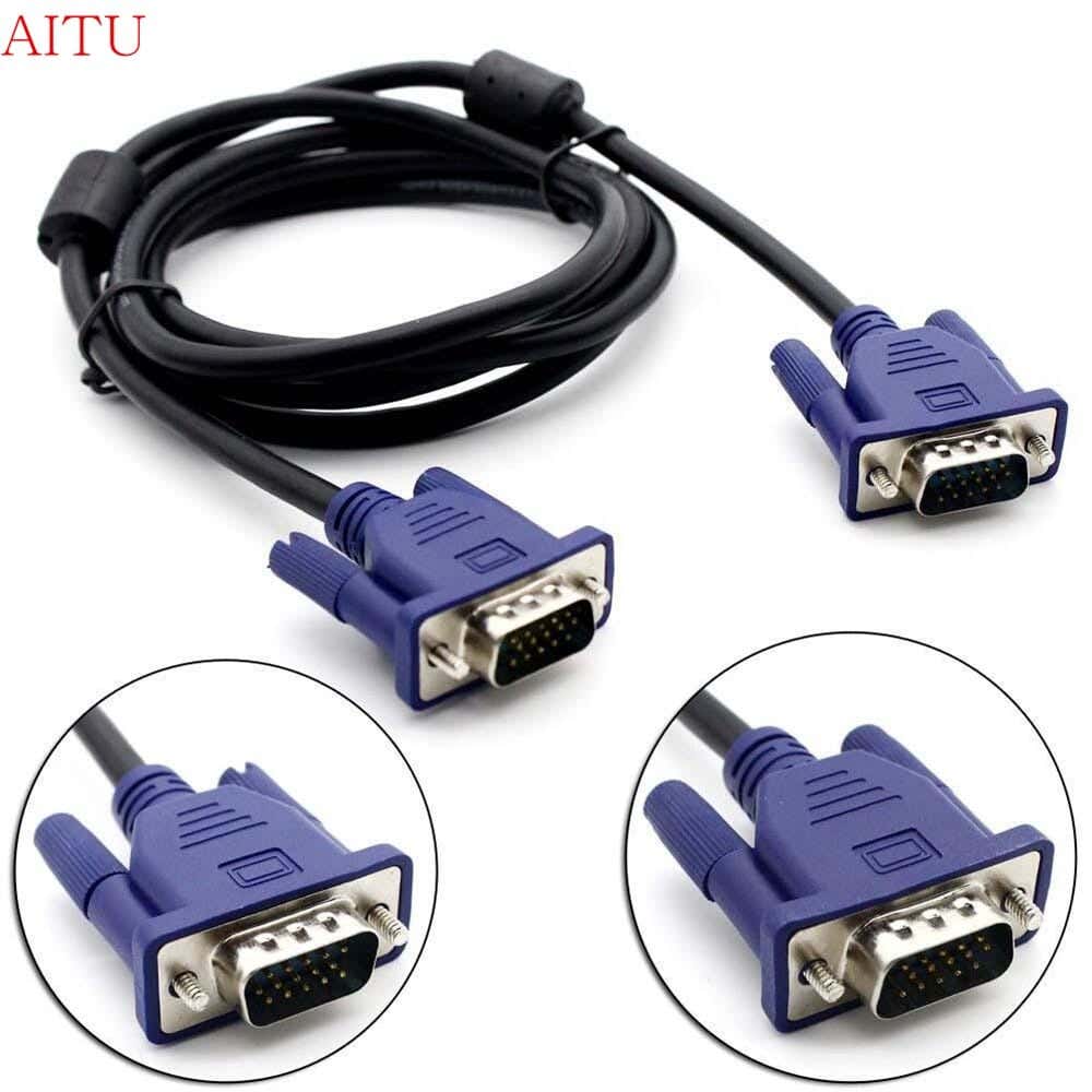 VGA Cable, 1.5 Meters, Compatible With Computers And Display Screens - Navy Black