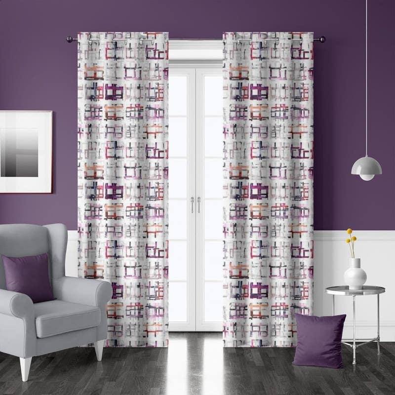 Digital Velvet Curtain, 150x275 cm, 2 Pieces, Fiberglass Rings - Multicolor