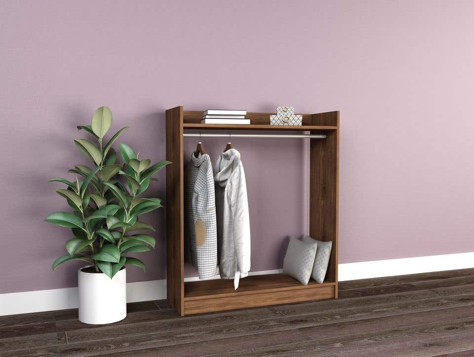 MDF Wood Open Wardrobe, 100x35x120 Cm - Brown