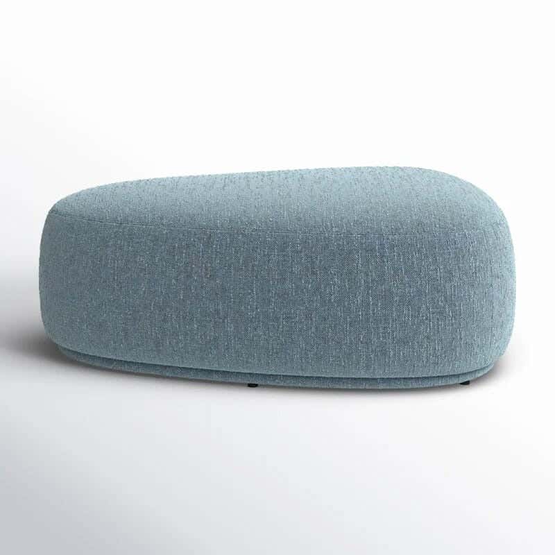 Beech and linen pouf, 80x80 cm - light grey