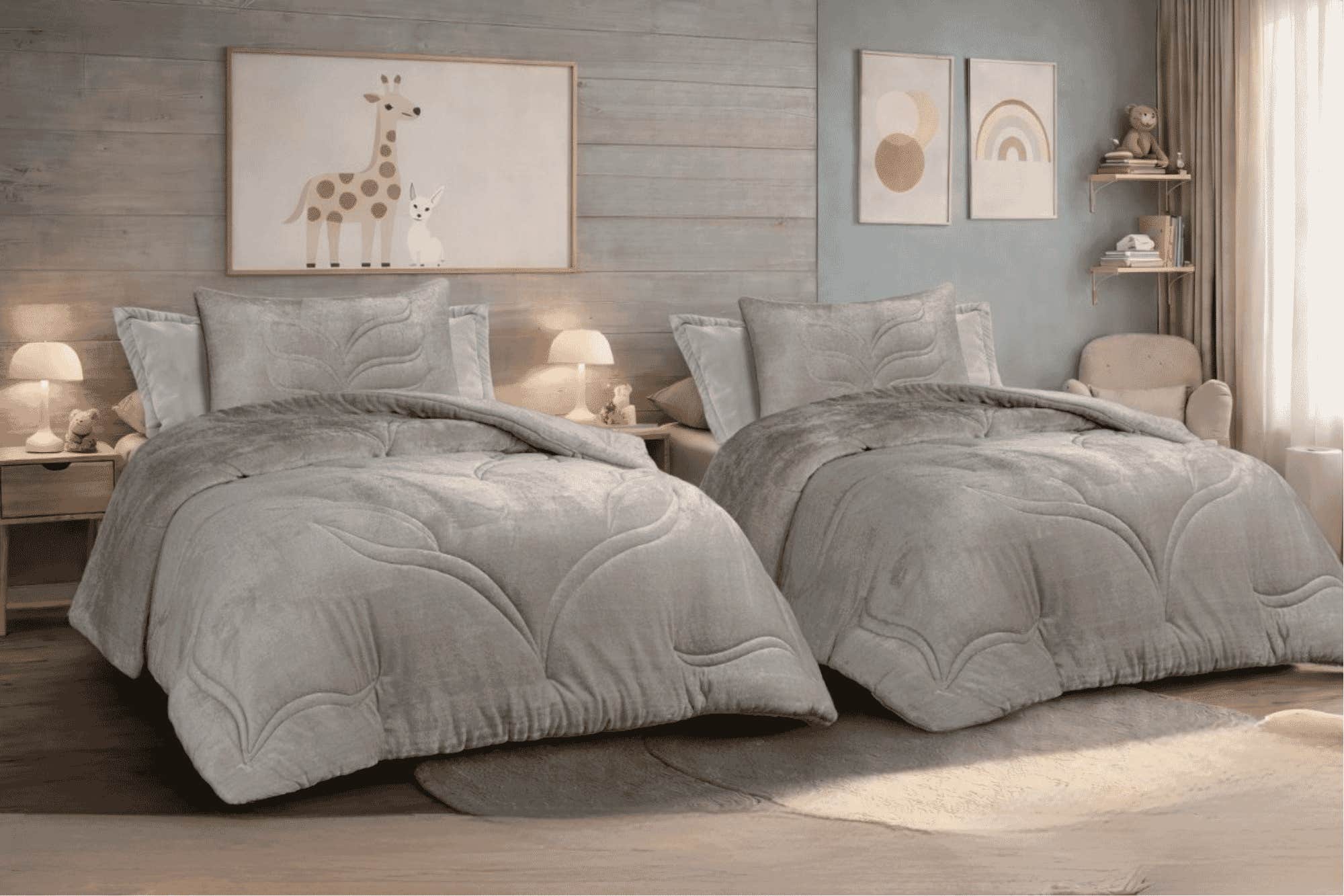 Rimas Baby Quilt, 240x190cm, Velvet - Gray
