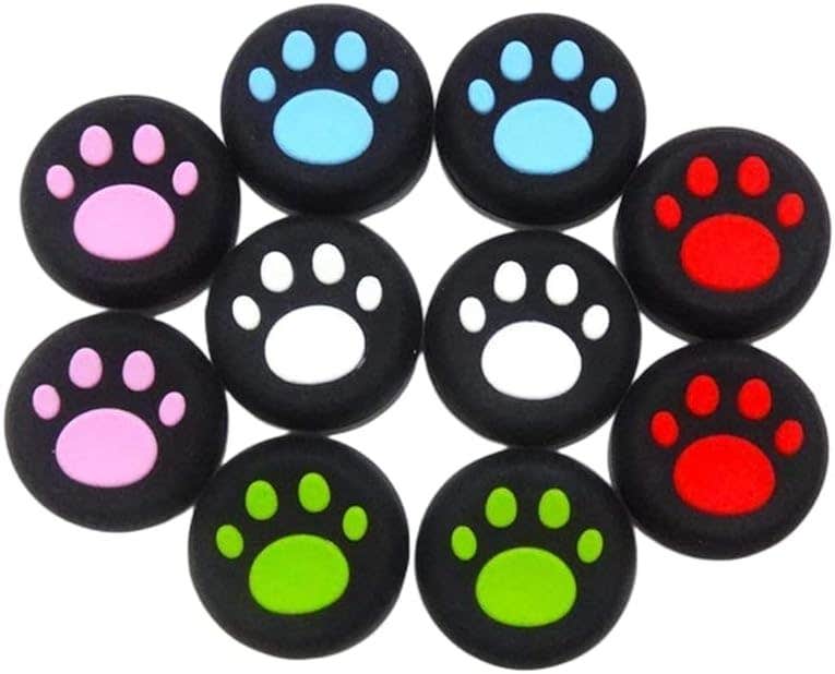 Aston Andia Silicone Controller Thumb Grips Caps for PlayStation, Xbox One, 10 Pieces - Black