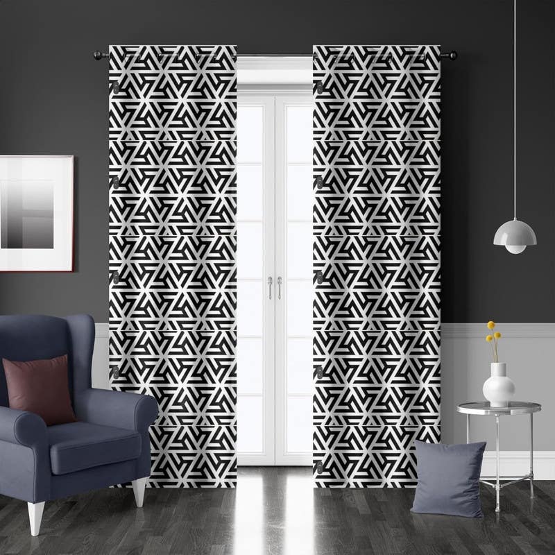 Digital Velvet Curtain, 150x275 cm, 2 Pieces, Fiberglass Rings - Multicolor