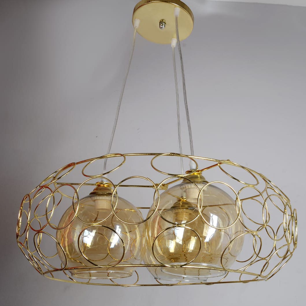 Modern Chandelier, 3 Bulbs, 70×50 - Gold