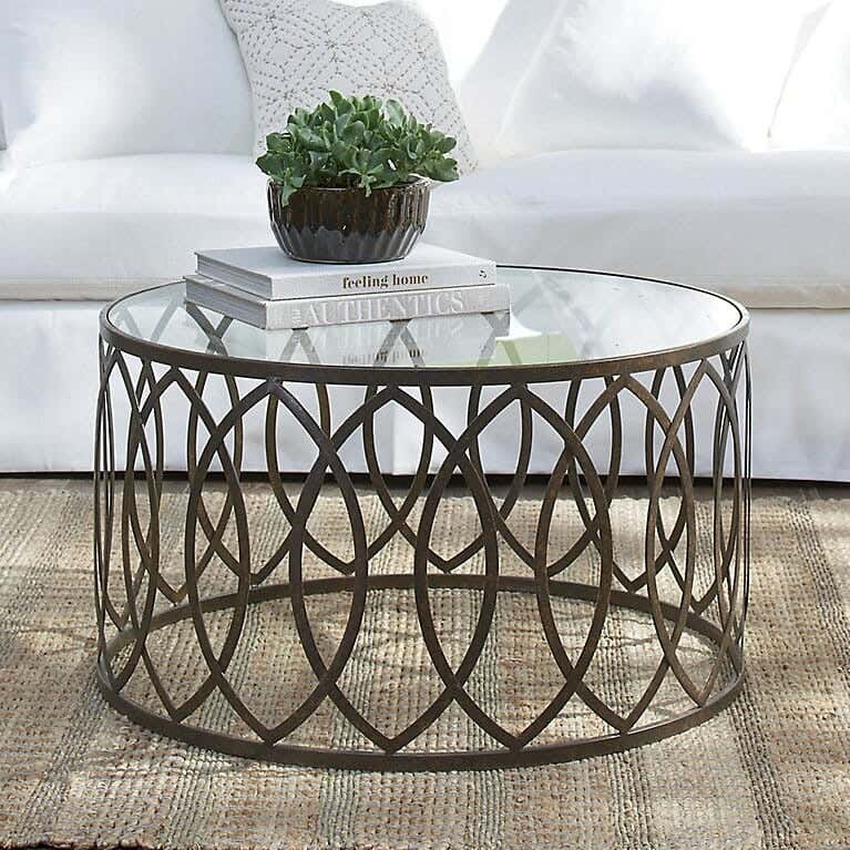 Metal coffee table, round, 75x40x75 cm - gold