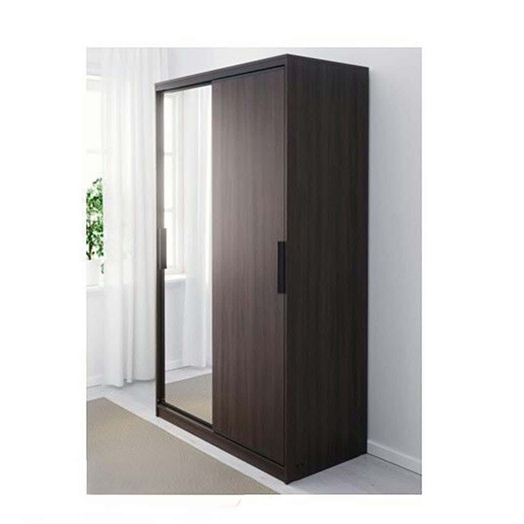 Wardrobe MDF Wood Covered With HPL Layer, 195×120×50 cm - Drak Brown