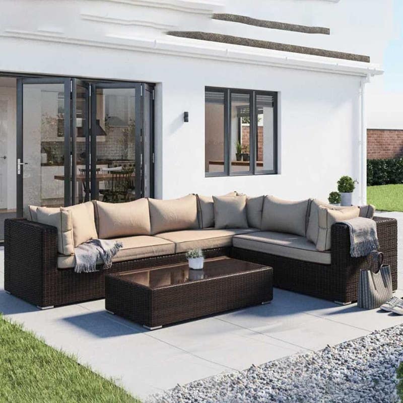 Outdoor Furniture Set, 3 Pieces, Rattan, MAM207 - Brown Beige
