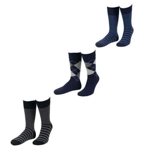 Men's 3-Piece Sock Set, One Size, Cotton - Multicolor