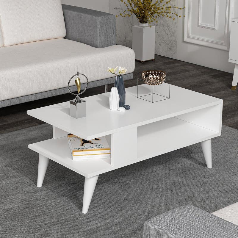 MDF Wood Center Table, 90x50x45 cm - White