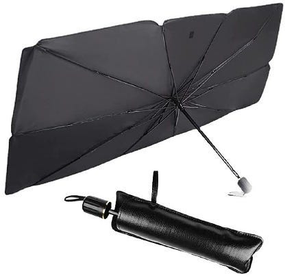 Foldable car Sun Shield, Umbrella Shape, 122×65 cm - Black