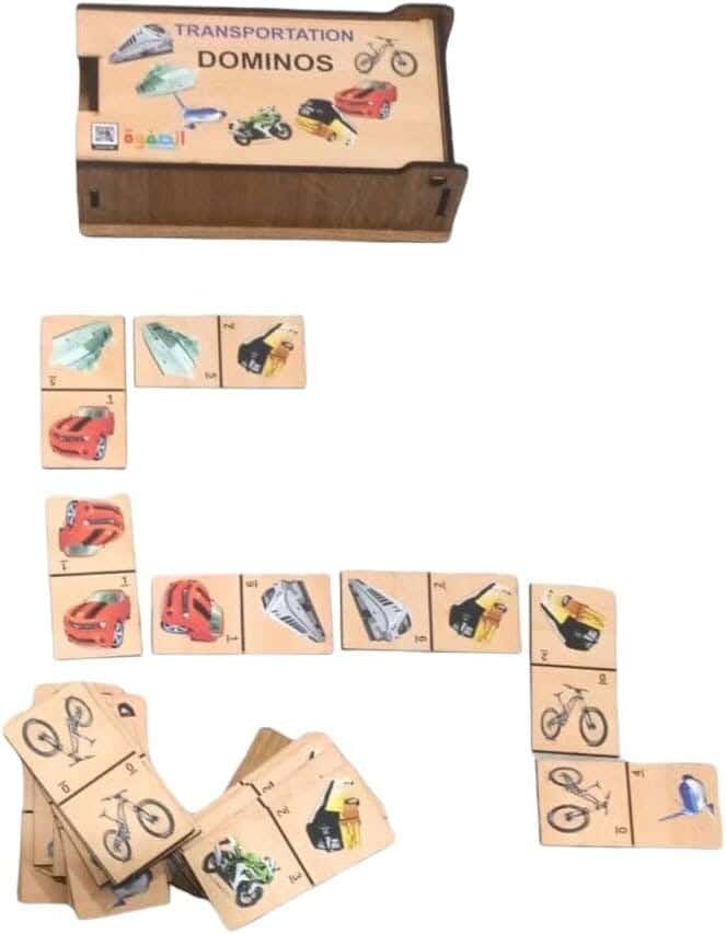 Alsafwa R19-1-J Transportation Wooden Dominoes Toy - Beige