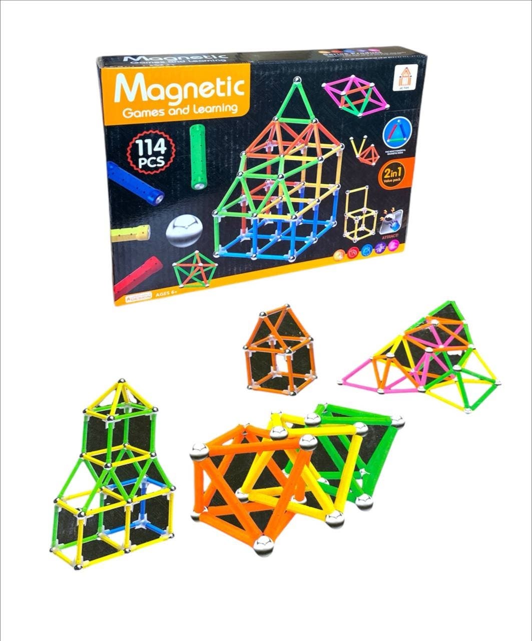 Alsafwa W23-40 Magnetic Puzzle for Unisex Children, 114 Pieces - Multicolor