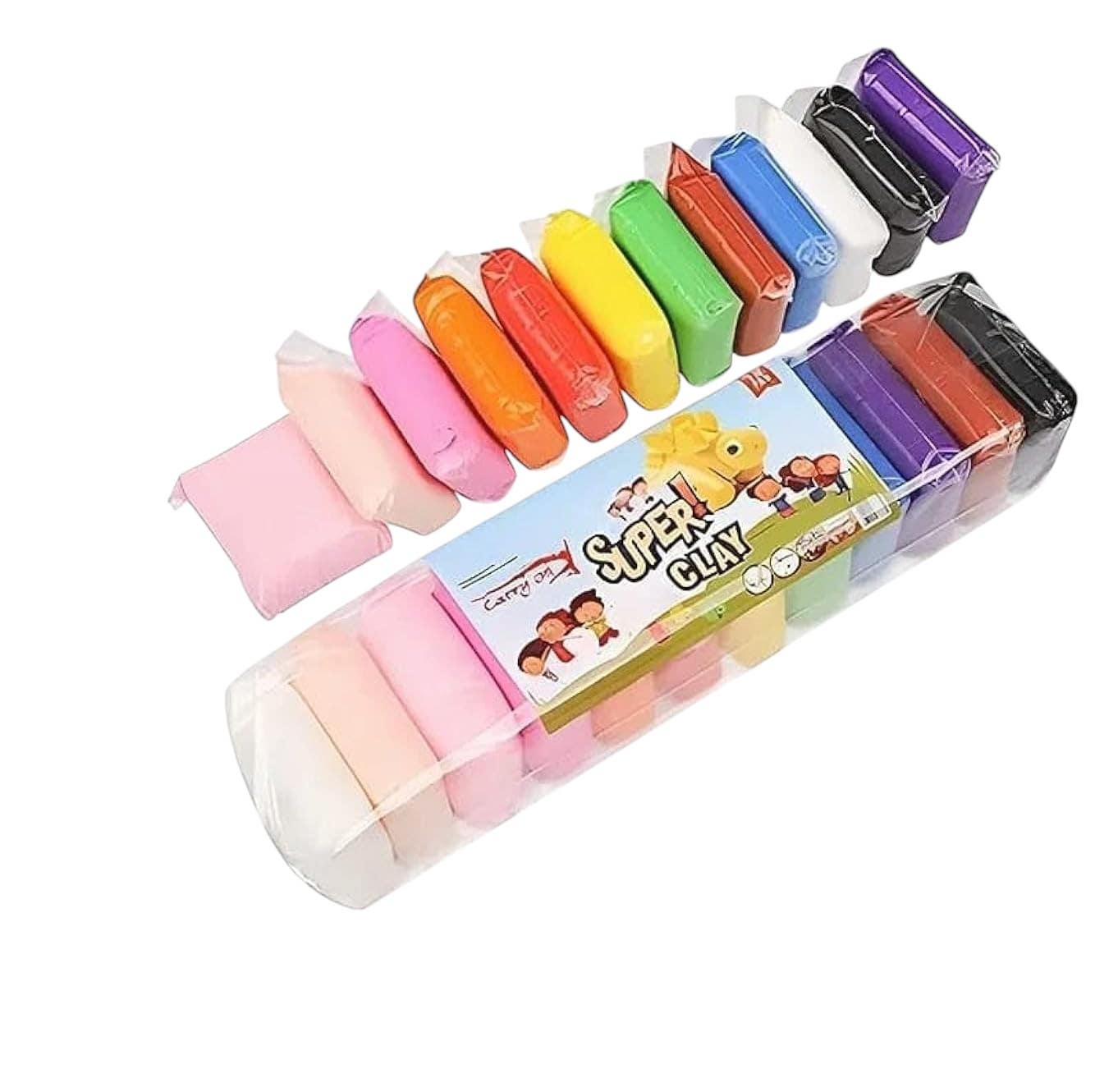 As Toys Soft, Colorful Design Clay Dough, 12 Pieces - Multicolor