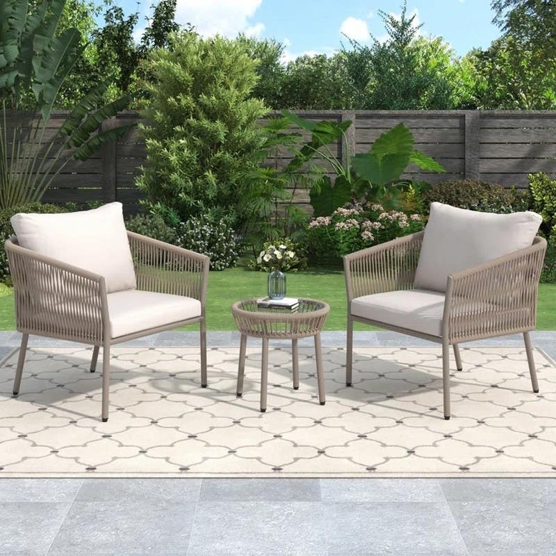 Outdoor Furniture Set, 3 Pieces, Beige