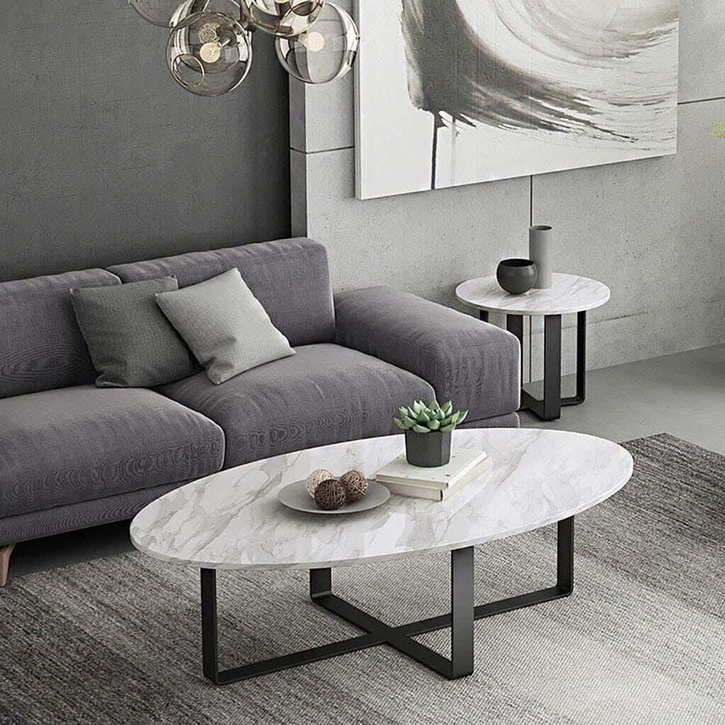 Metal coffee table, oval, 100x45x50 cm - Black