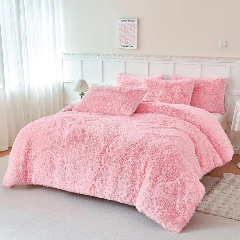 Spanish fur Quilt, size 260x240 cm, 3 pieces - pink