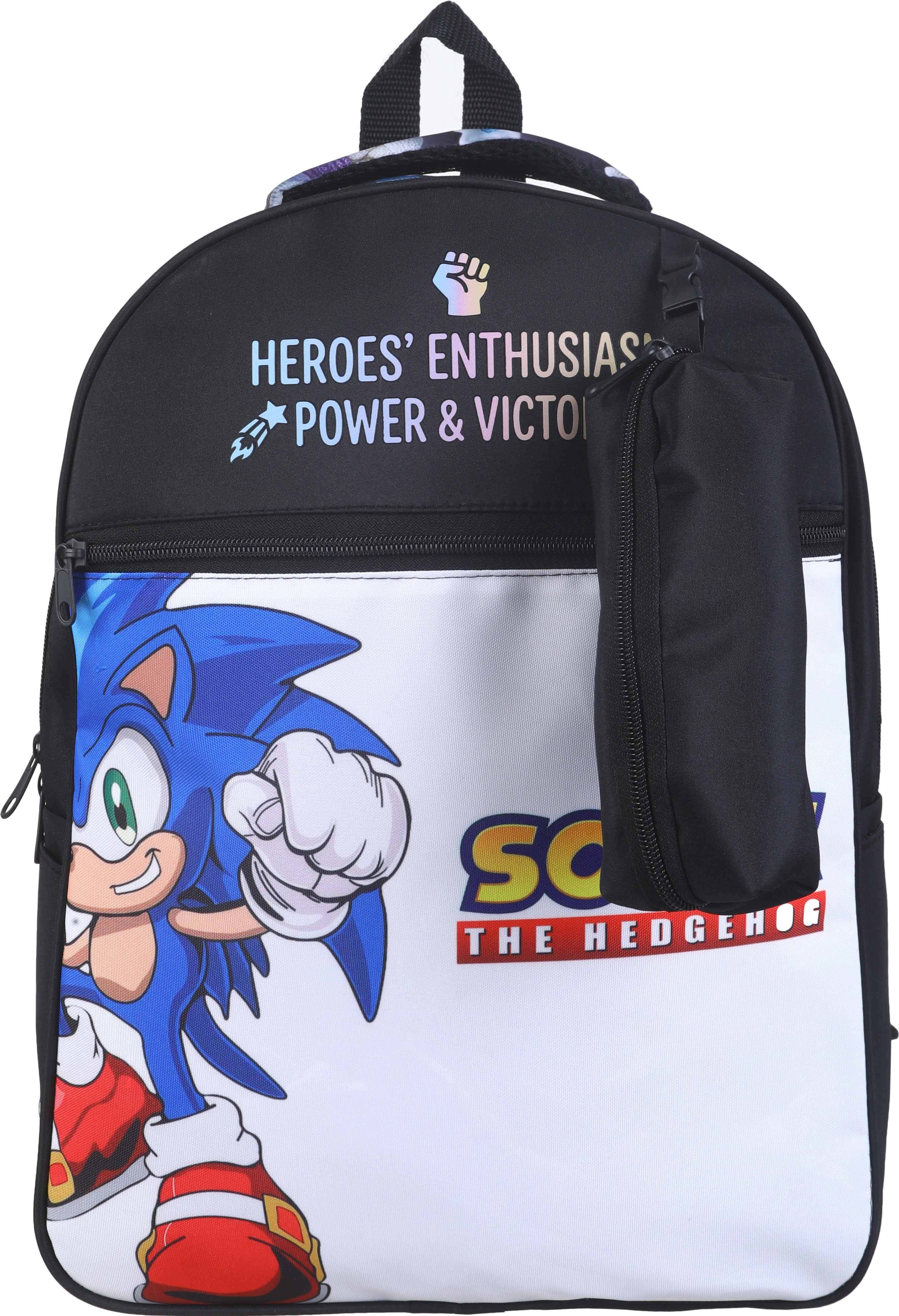 Waterproof school backpack for boys, 30x40 cm, 2 zippers, with pencil case - Multicolor