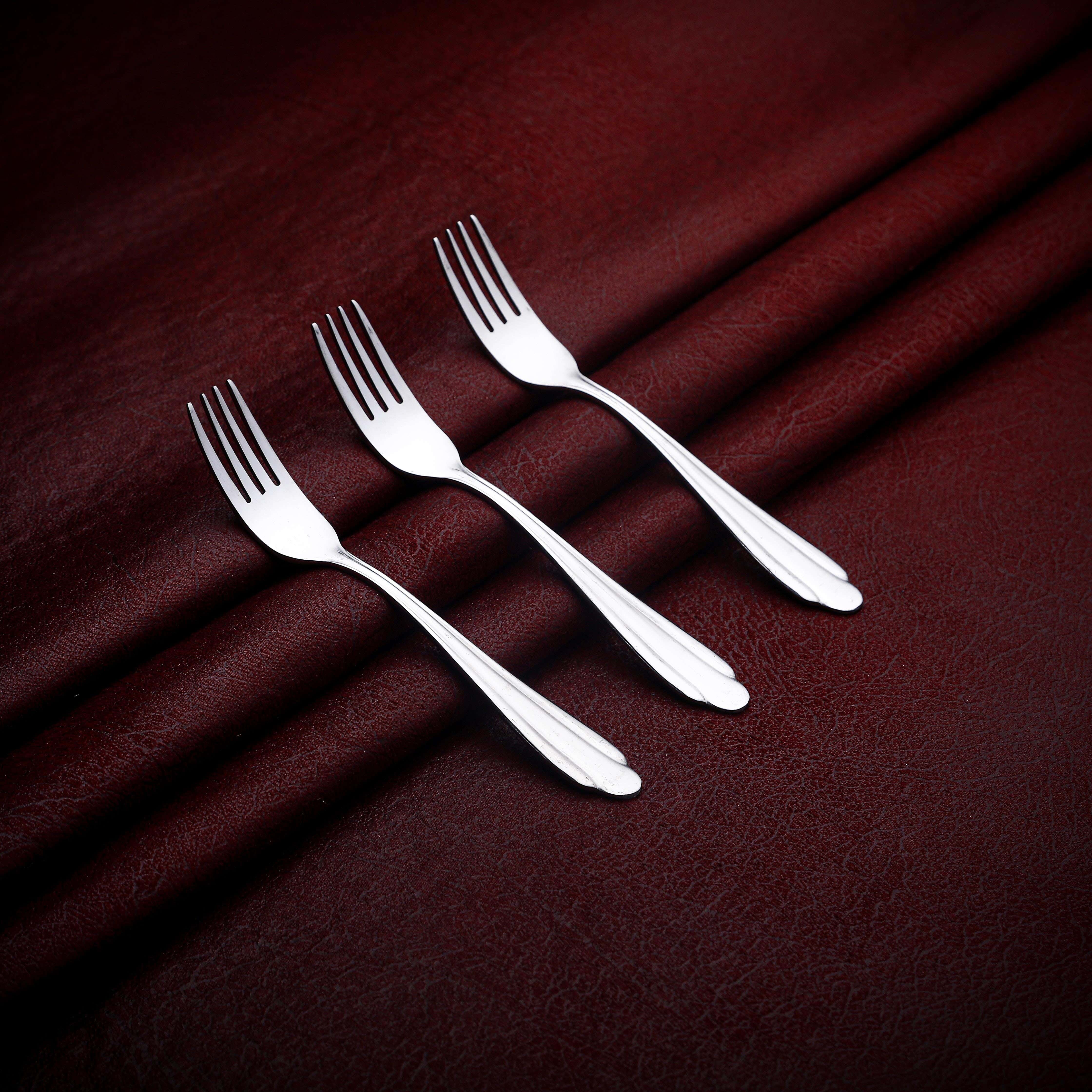 Alex Metal Dessert Forks Set, 3 Pieces - Silver