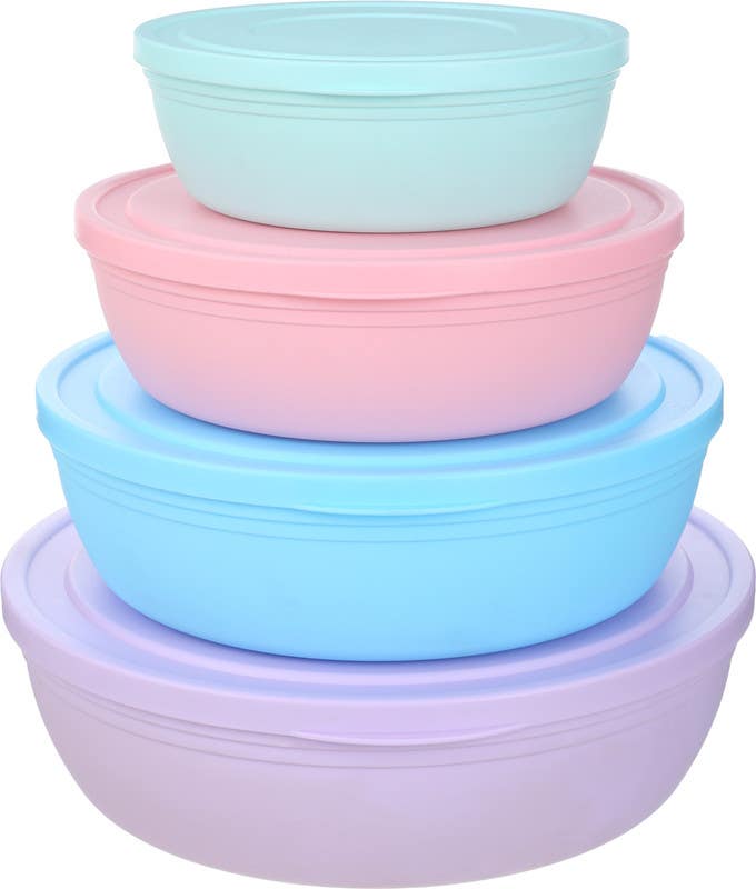 Al Wataneya Plastic Bowl Set, 4 Pieces - multicolor