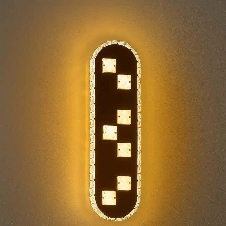 Joky Stainless Steel Wall Sconce With Metal And Crystal, 31 × 8 cm - Gold