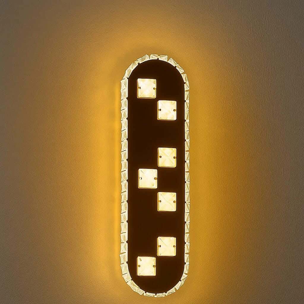 Joky Stainless Steel Wall Sconce With Metal And Crystal, 31 × 8 cm - Black