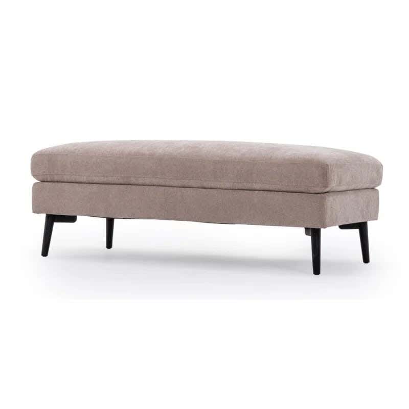 Beech and linen pouf, 50 x 100 cm - beige