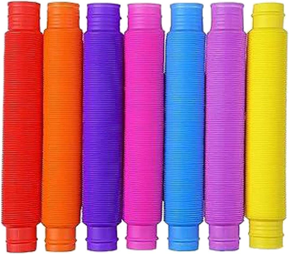 Amillc Stress Relief Design Plastic Pop Tubes Fidget Toy, 10 Pieces - Multicolor
