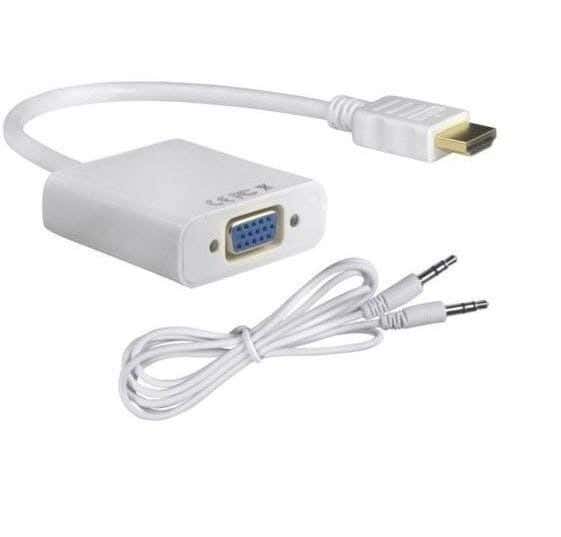 HDMI Male To VGA Female Point Adapter, For Desktops And Laptops - White