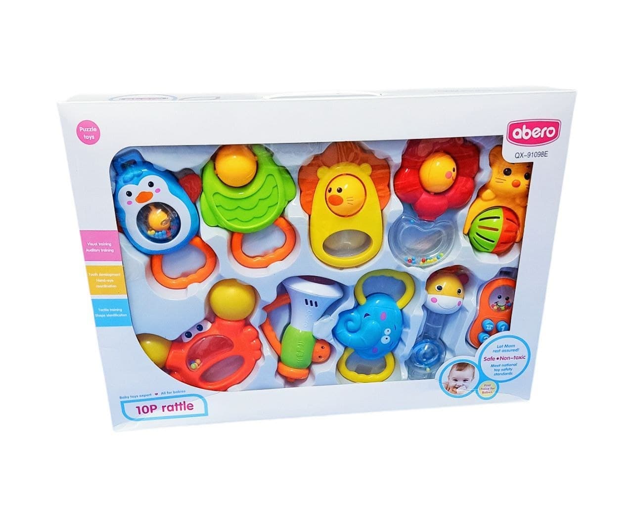 Alsafwa W25-117 Baby Rattles Toy for Unisex Children, 10 Pieces - Multicolor