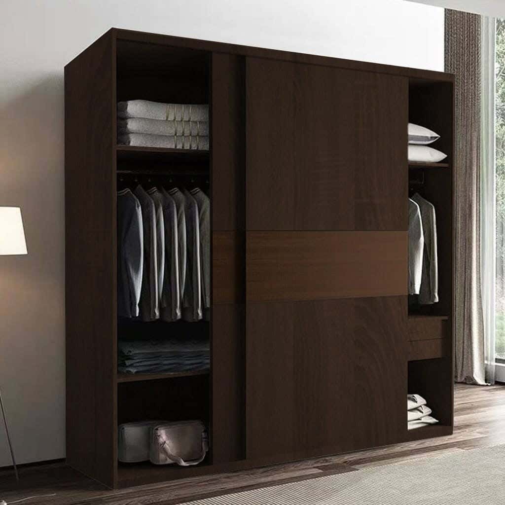 Wardrobe MDF Wood Covered With HPL Layer, 210×160×60 cm - Brown