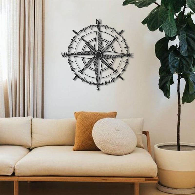 Decorative Wall Hanging, MDF Wood, 100×100×0.5 - Black