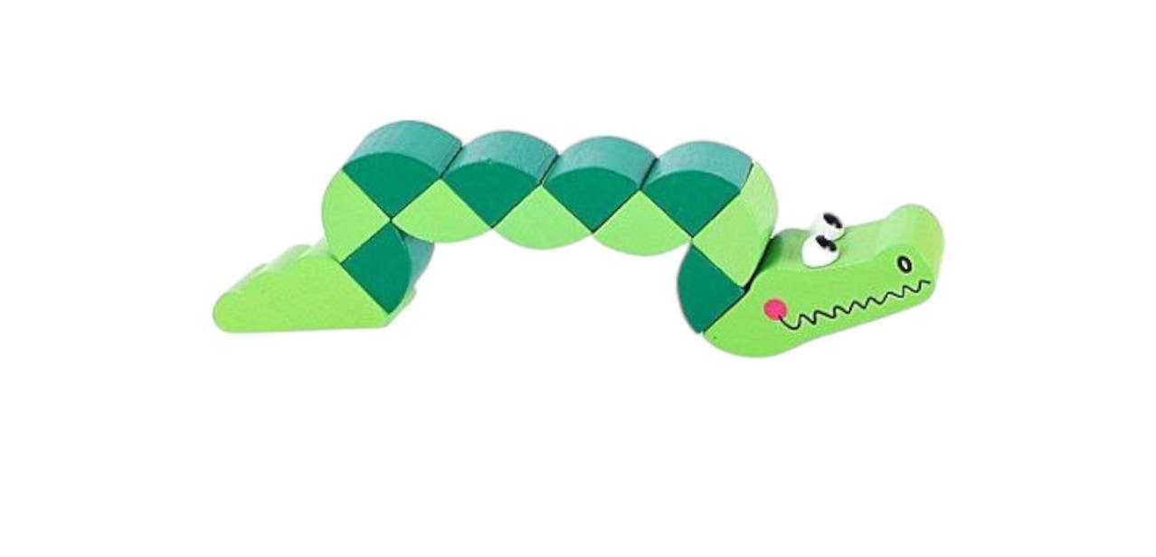 Alsafwa W25-134-2 Moving Wooden Worm Toy for Unisex Children - Green