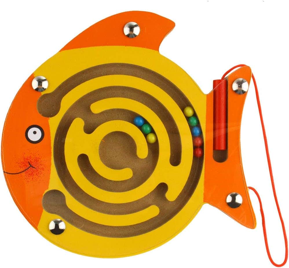 Andux Wooden Magnetic Maze - Yellow Orange