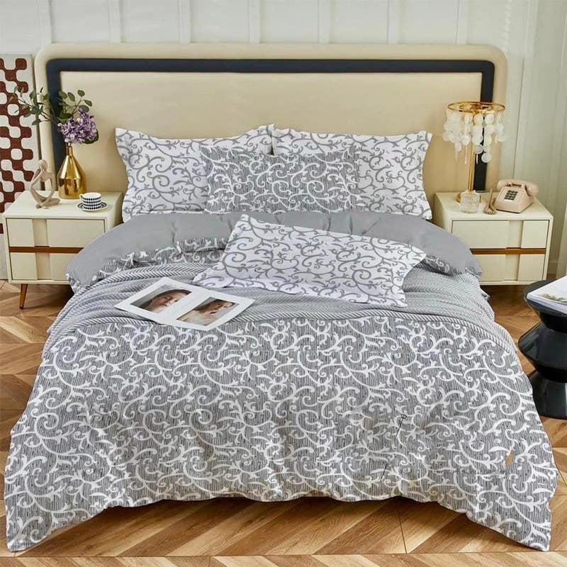Zippered Duvet Cover, 1.75 x 2.35 meters, 3 Pieces - Gray