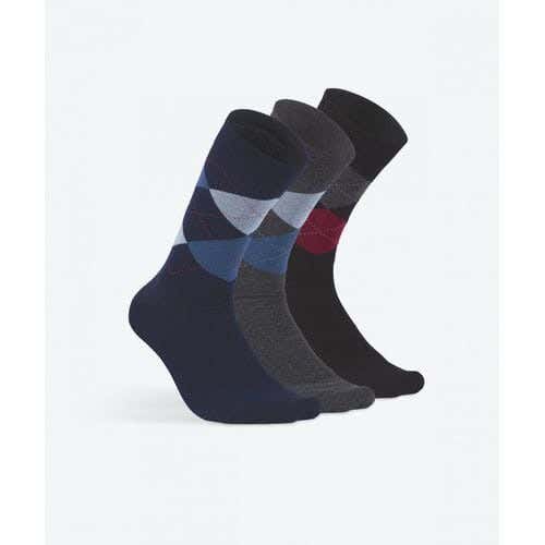 Men's 3-Piece Sock Set, One Size, Cotton - Multicolor