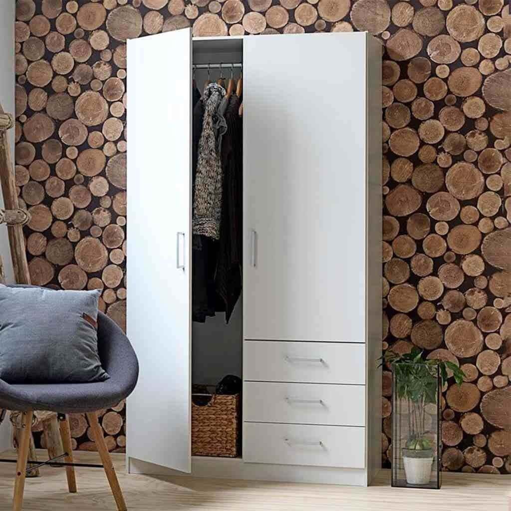 Wardrobe MDF Wood Covered With HPL Layer, 210×100×45 cm - White