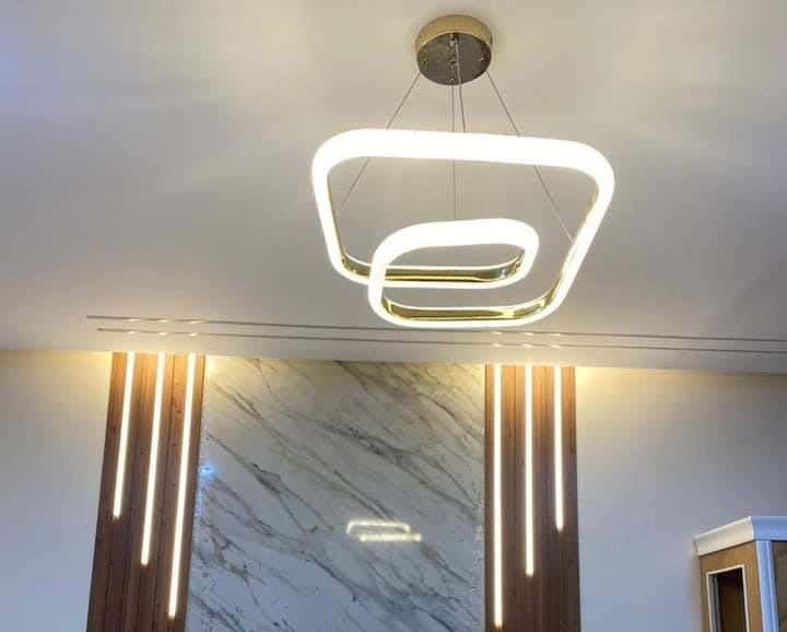 Modern LED chandelier, 45 cm, white, yellow and warm - gold