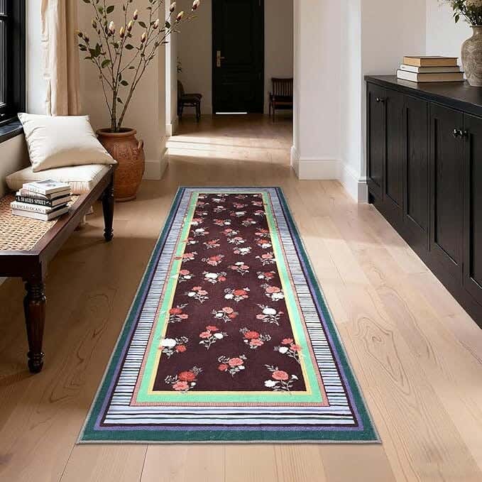 Line Sleep Dots Fabric Door Mat, 100x200 cm - Multicolor