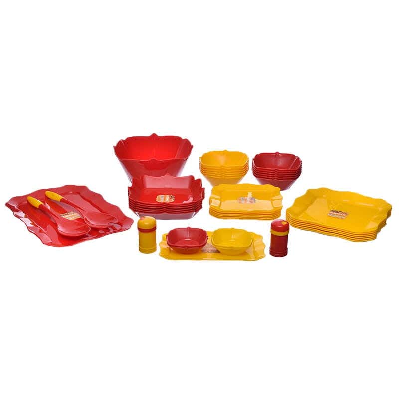 Polypropylene Dinner set, 41 pieces - Yellow red
