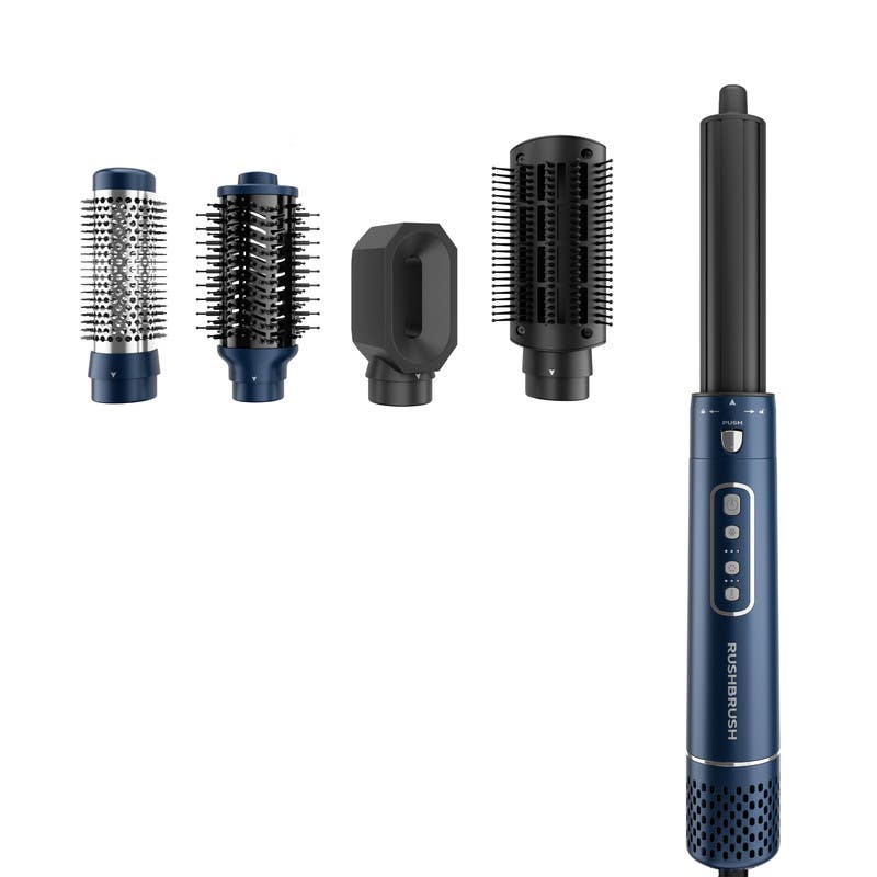 Rush Brush Air Warp Condensing Brush Set, 5 Pieces, 1600 Watt, Airflow Technology, 4 Speeds, 3 Heat Settings - Navy