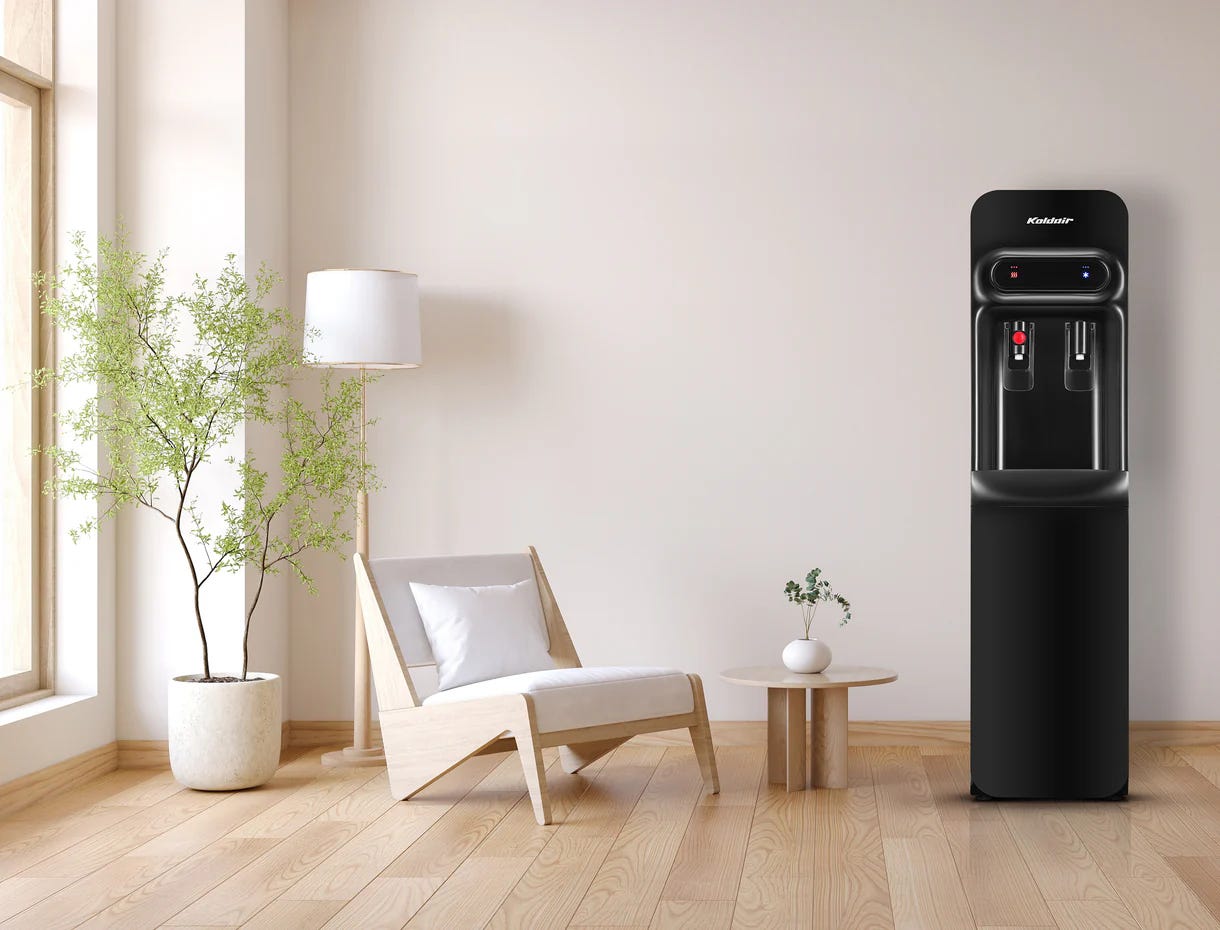KWD Slim Water Dispenser, 2 Taps, Cold/Hot - Black
