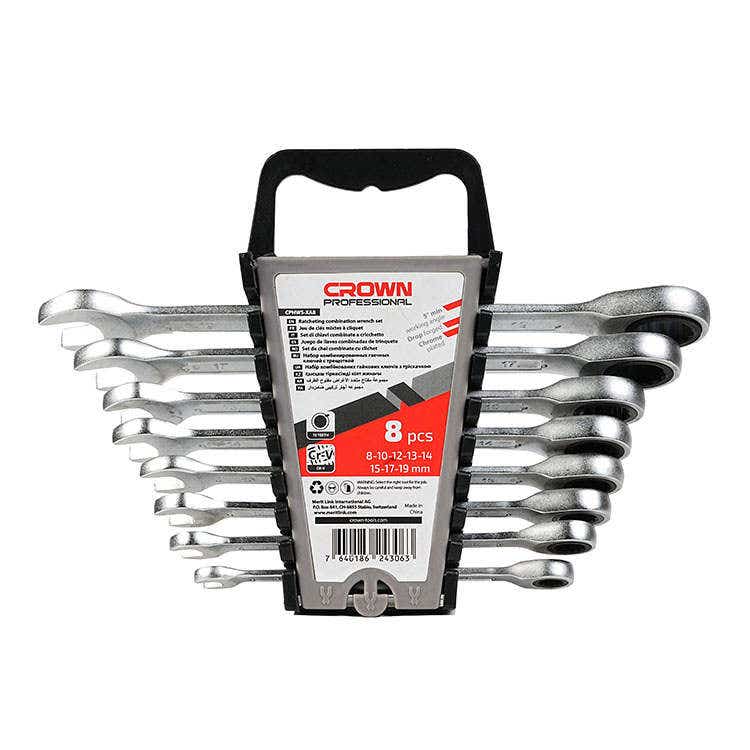 Crown CPHWS-XA8 Wrench Set, 8 Professional Wrenches - Silver