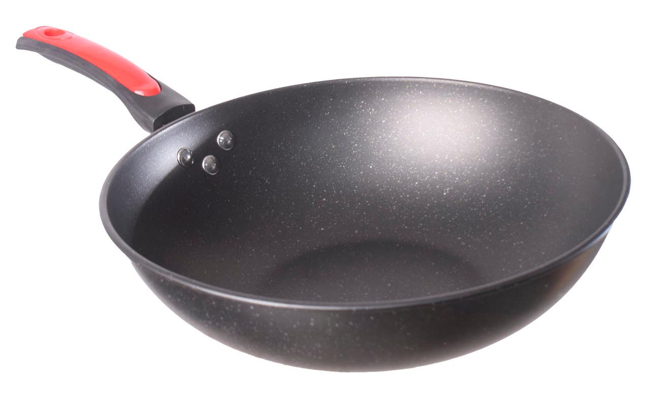 Granite Deep Frying Pan, 32 cm - Black Red
