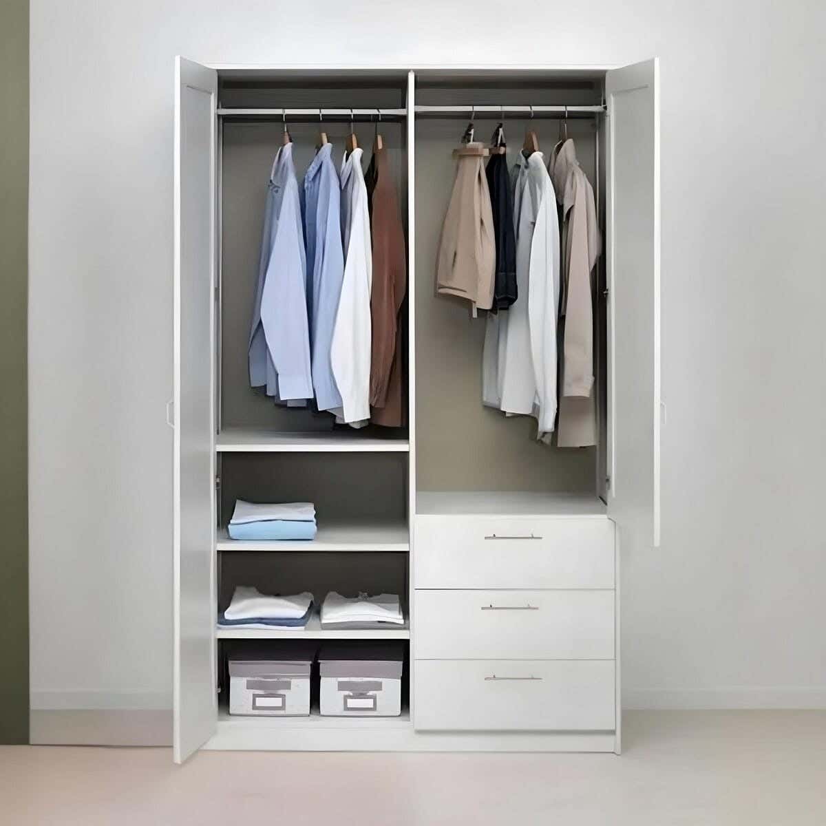 Wardrobe MDF Wood Covered With HPL Layer, 180×100×40 cm - White